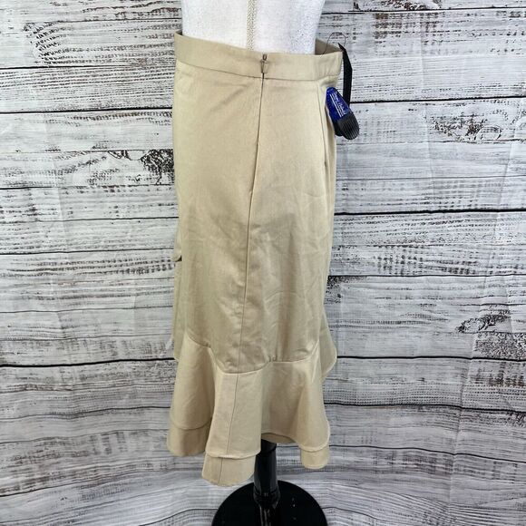 Banana Republic Skirt size 0 Khaki A Line Flared Stretch Modest Peasant High Low - Picture 8 of 10